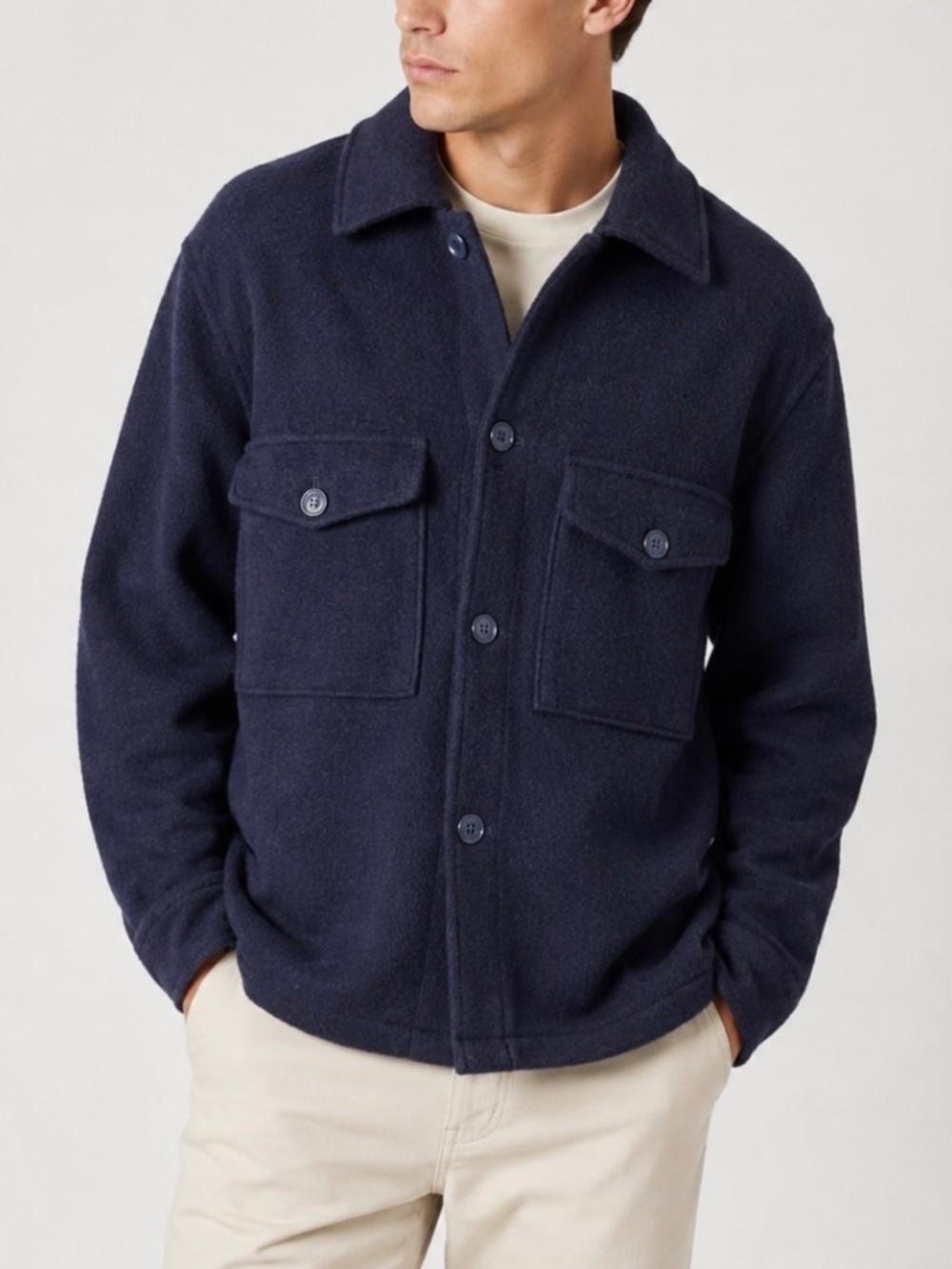 Todd Snyder Men's Navy Blue Boiled Wool CPO Shirt Jacket Sz S Made in Italy